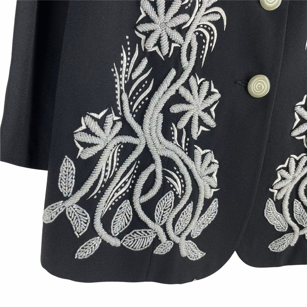 Ben Marc 2pcs Beaded Blazer Skirt Set Church Suit Black Size 10 - Picture 6 of 10